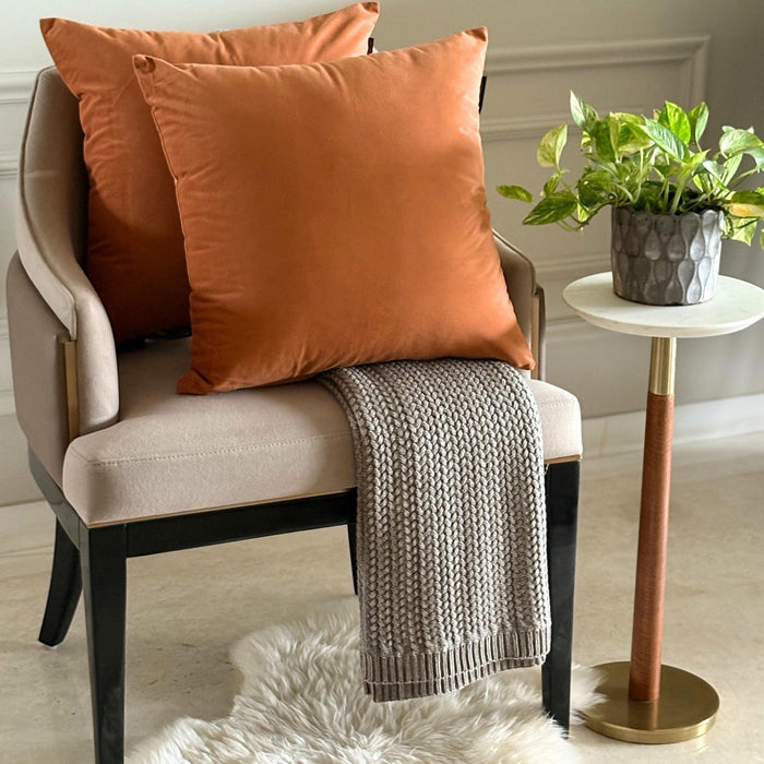 Tan Brown Plain Velvet Throw Pillow Cover - Tan Velvet