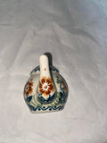 Tan Flower Teapot Key Holder - Shape W-002 - Pattern Tan Flower
