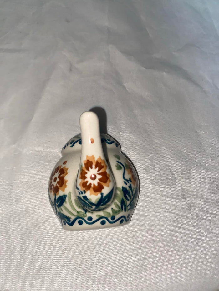 Tan Flower Teapot Key Holder - Shape W-002 - Pattern Tan Flower
