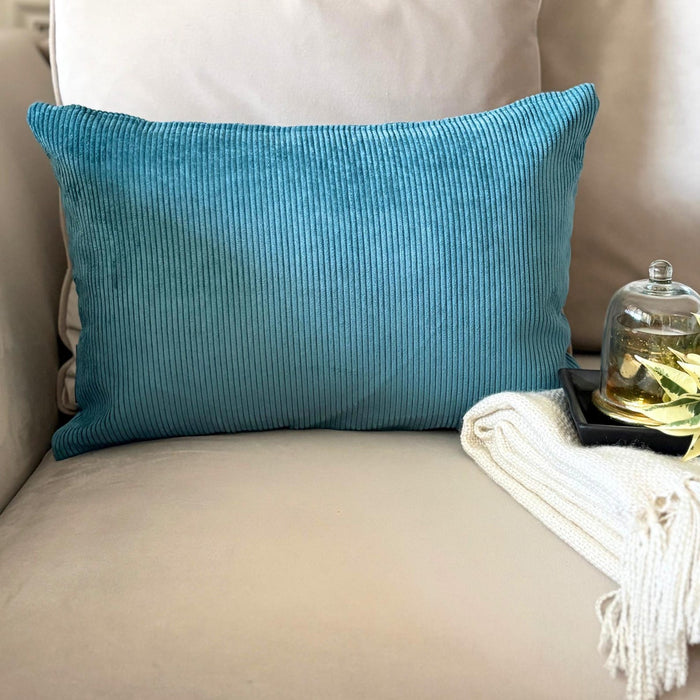Teal Blue Velvet Throw Pillow Cover - Teal Blue Cords