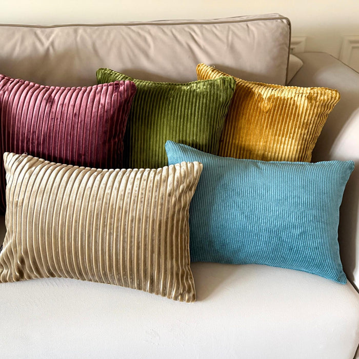 Teal Blue Velvet Throw Pillow Cover - Teal Blue Cords