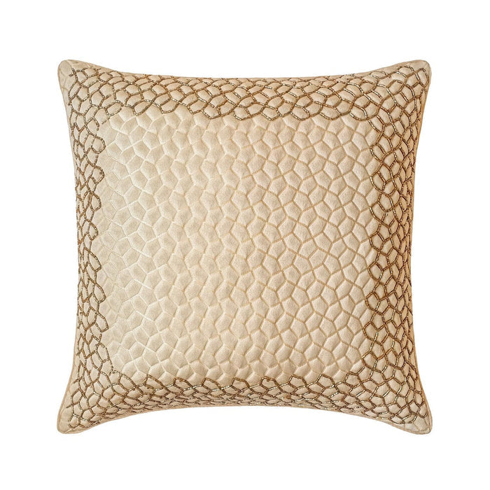 Tessellation - Jacquard Ivory & Gold Decorative Bed Runner and Pillow Cover