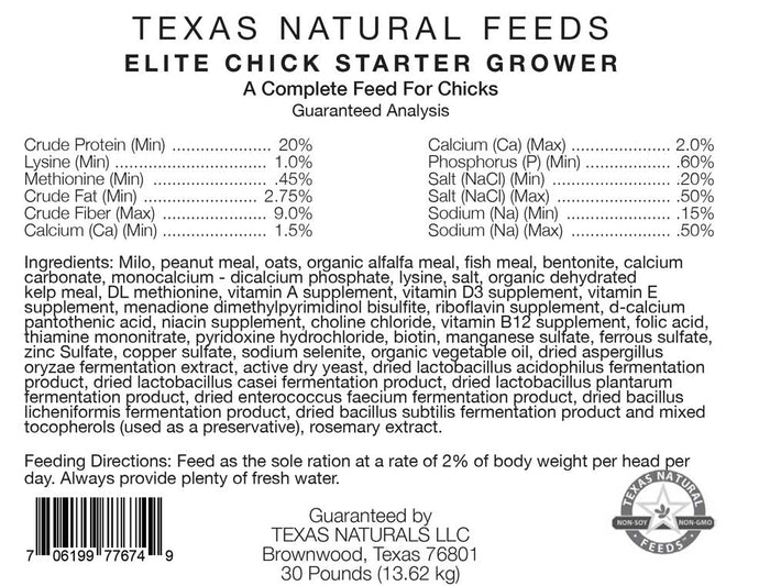 Texas Natural Feeds Elite Chick Starter/Grower