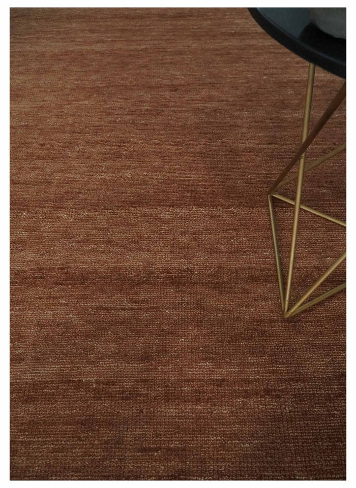 Contemporary Solid Brick Red Hand knotted Custom Made wool Area Rug - The Rug Decor