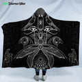 The Auspices Of Horus - Black by Yantrart Hooded Blanket