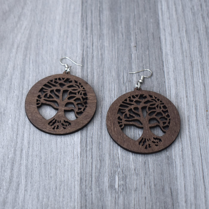 Tree of Life Wooden Earring, earring - Rufina Designs