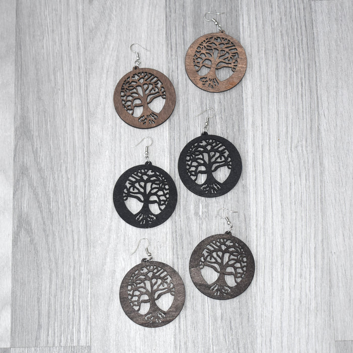 Tree of Life Wooden Earring, earring - Rufina Designs