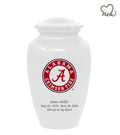University of Alabama Crimson Tide College Cremation Urn - White w/ Seal - ExquisiteUrns