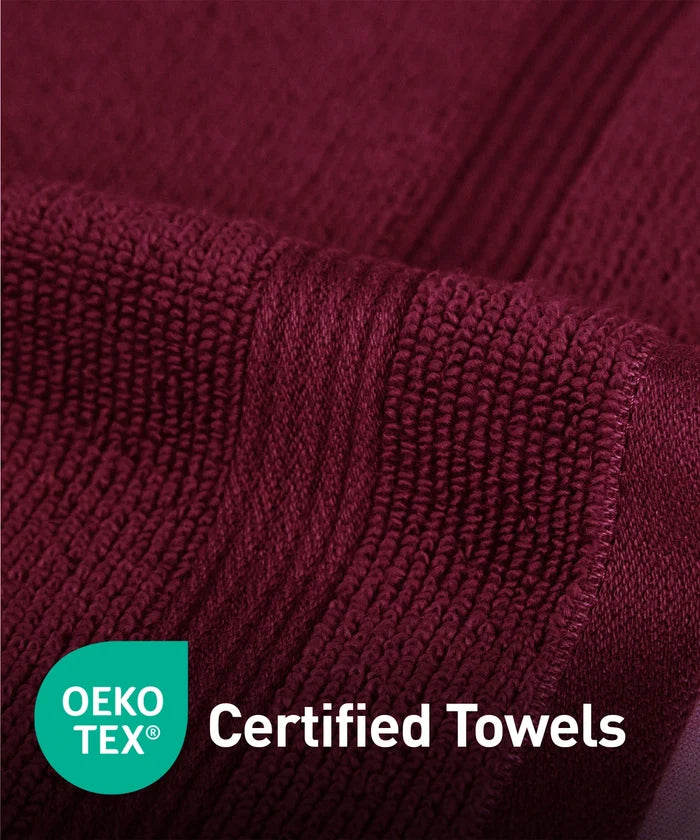 Urban Comfort  6Pc Face Towel Set, Wine Red| 450 GSM | 100% Cotton