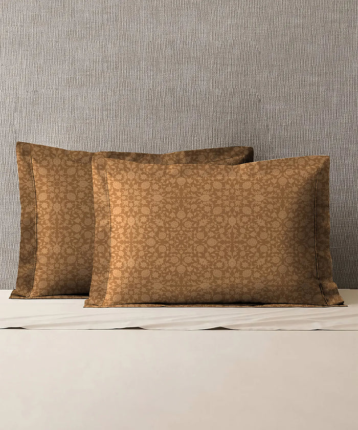 Urban Comfort Pillow Covers Set, Classic Amber| 144 TC Cotton
