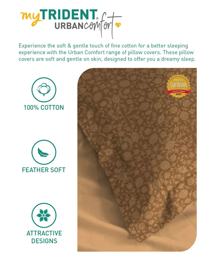 Urban Comfort Pillow Covers Set, Classic Amber| 144 TC Cotton