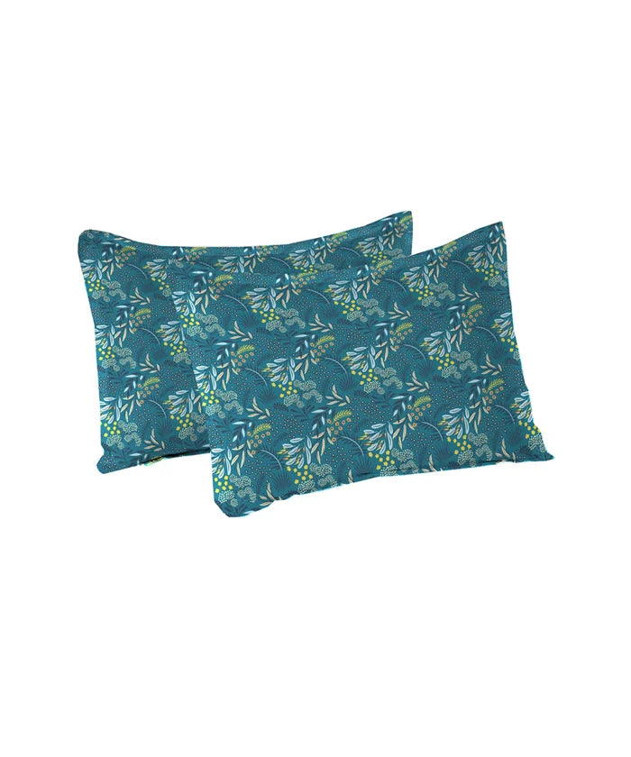 Urban Comfort Pillow Covers Set, Midnight Bloom| 144 TC Cotton