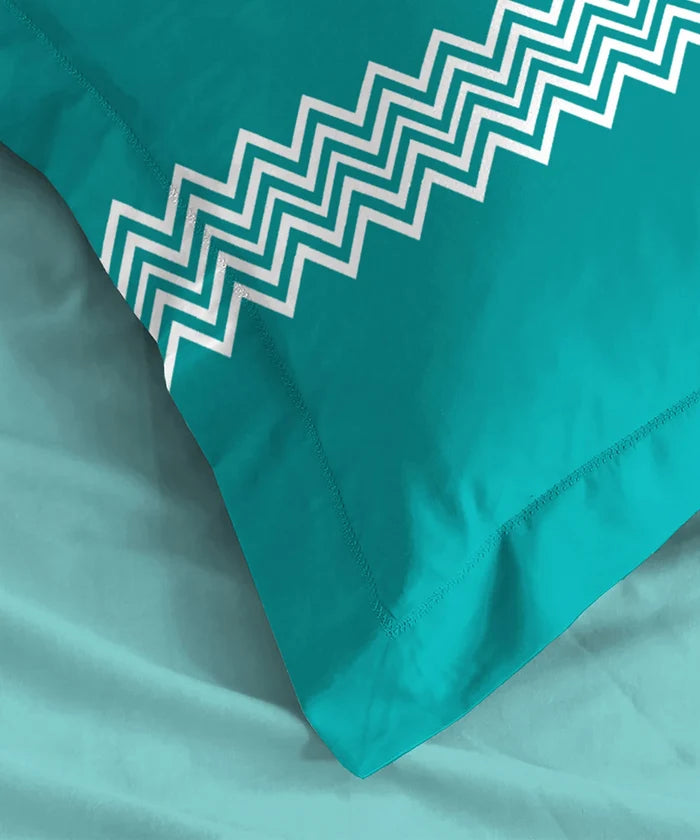 Urban Comfort Pillow Covers Set, Trippy Triangles Blue| 144 TC Cotton
