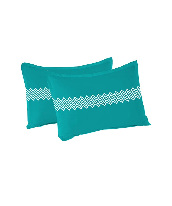 Urban Comfort Pillow Covers Set, Trippy Triangles Blue| 144 TC Cotton