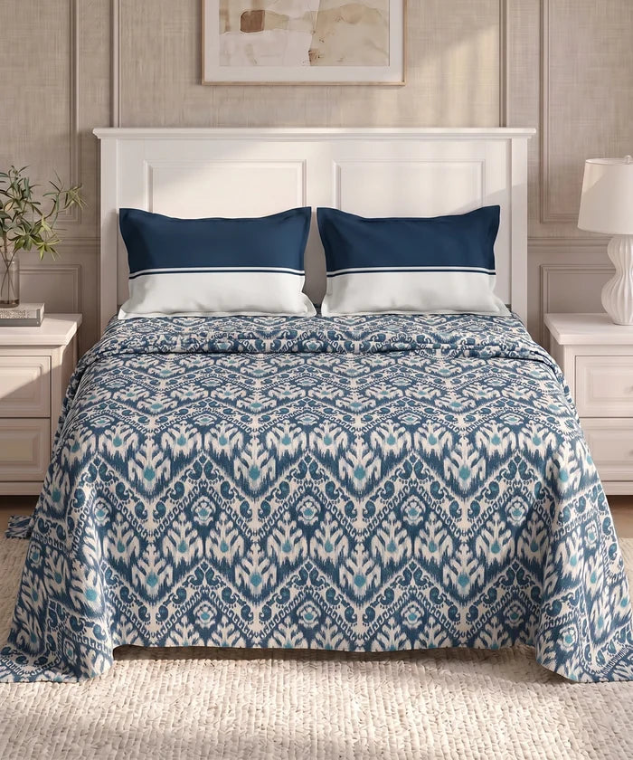 Urban Comfort Queen Bedsheet Set, Audrey |144 TC Cotton| 2 Pillow Covers