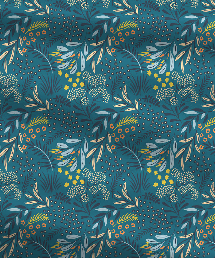 Urban Comfort Queen Bedsheet Set, Midnight Bloom|144 TC Cotton|2 Pillow Covers