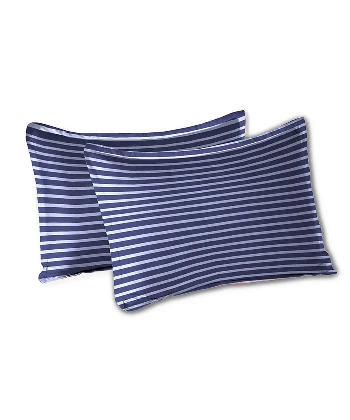 Urban Comfort Queen Bedsheet Set, Modern Indigo |144 TC Cotton| 2 Pillow Covers