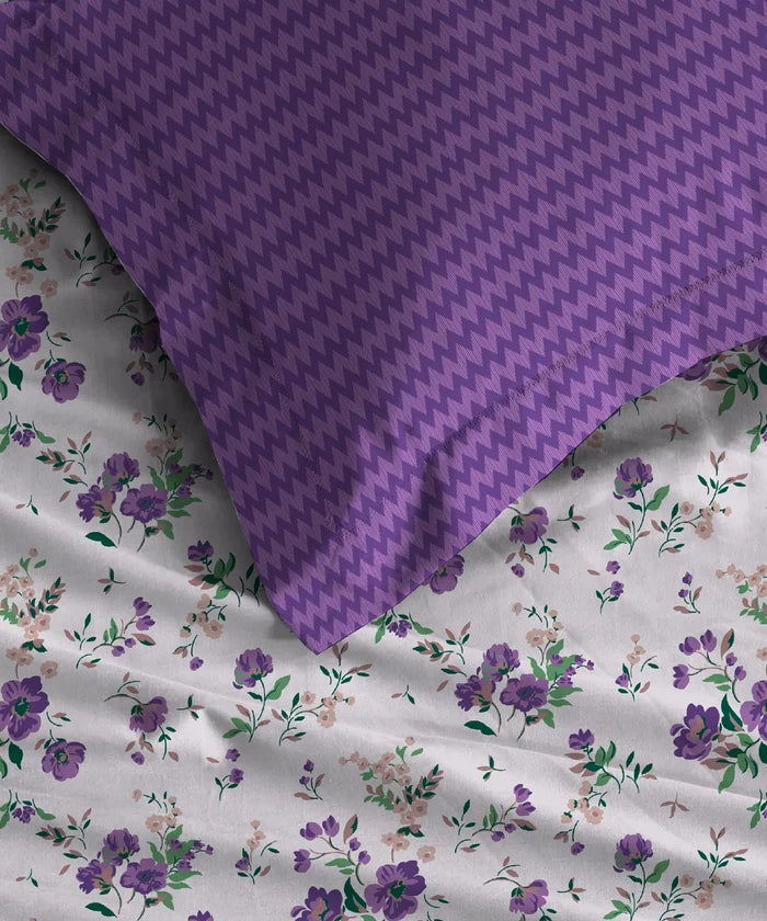 Urban Comfort Queen Bedsheet Set, Sunset Purple |144 TC Cotton| 2 Pillow Covers
