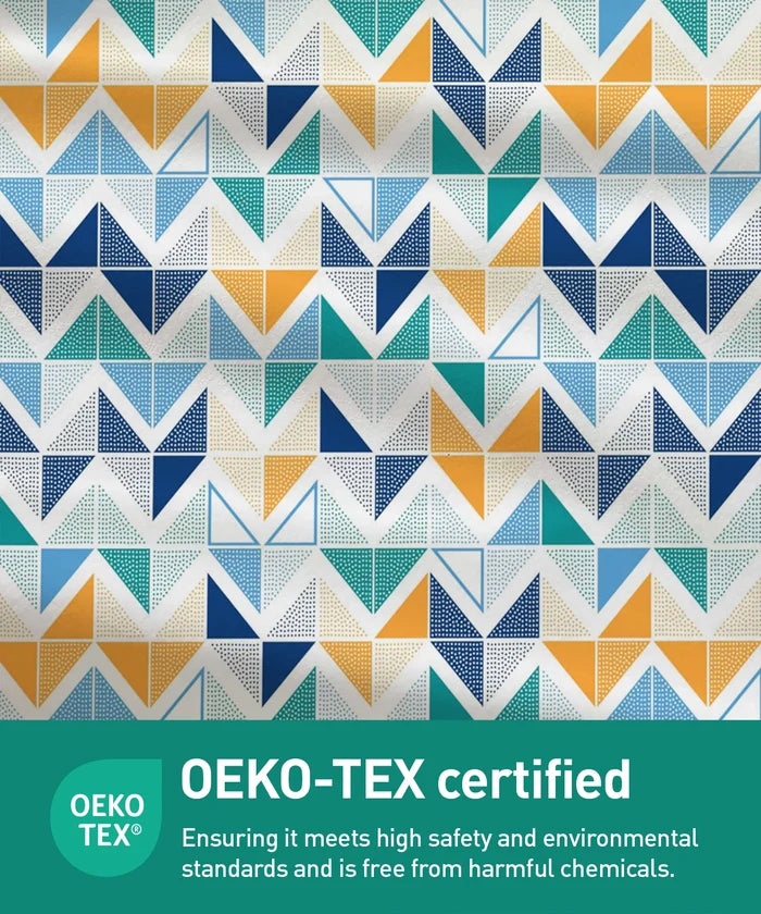 Urban Comfort Queen Bedsheet Set, Trippy Triangles Blue |144 TC Cotton| 2 Pillow Covers