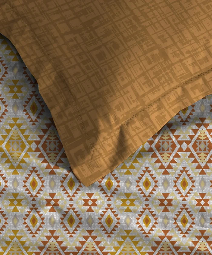 Urban Comfort Single Bedsheet Set, Aria Yellow |144 TC Cotton| 1 Pillow Covers