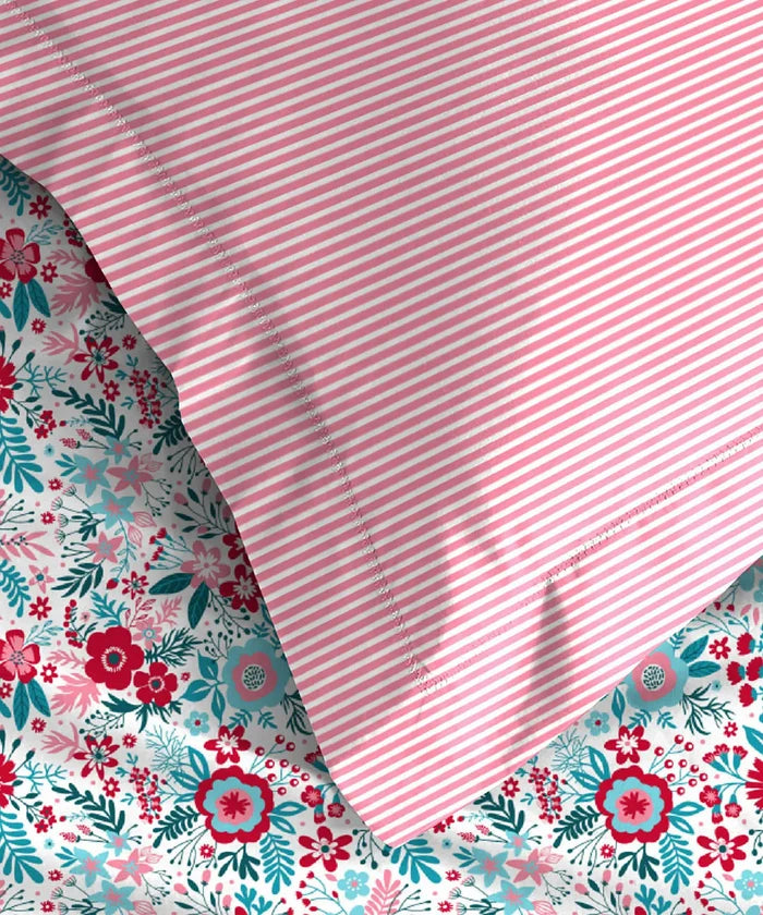 Urban Comfort Single Bedsheet Set, Gardenia Blooms Pink |144 TC Cotton| 1 Pillow Covers