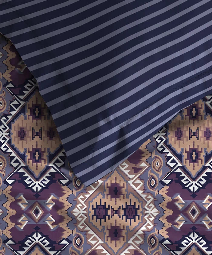 Urban Comfort Single Bedsheet Set, Modern Indigo |144 TC Cotton| 1 Pillow Covers