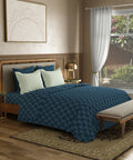Utsav Printed King Bedsheet Set, Gulbahar Blue| 120TC Cotton| 2 Pillow Covers