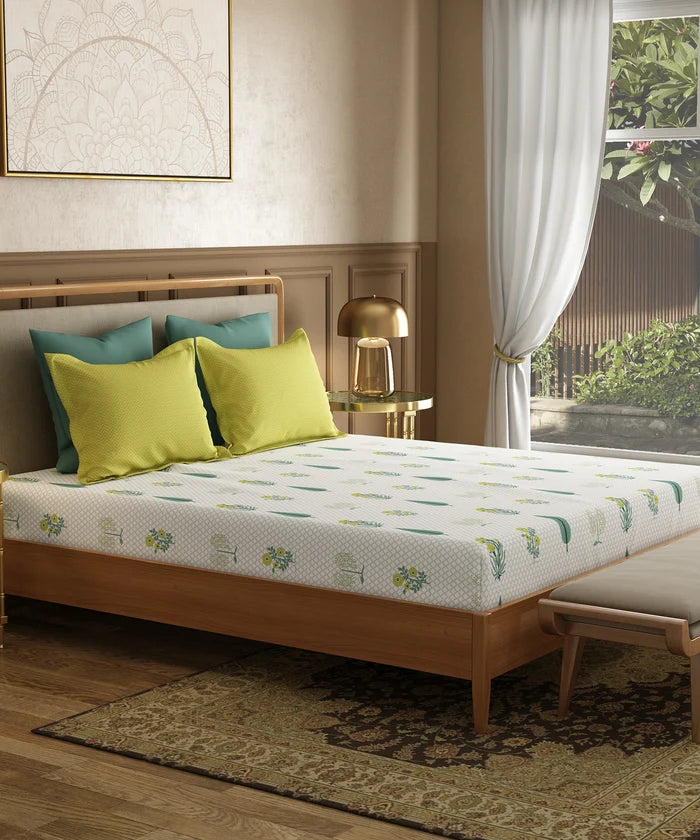 Utsav Printed King Bedsheet Set, Gulchaman Lime| 120TC Cotton| 2 Pillow Covers