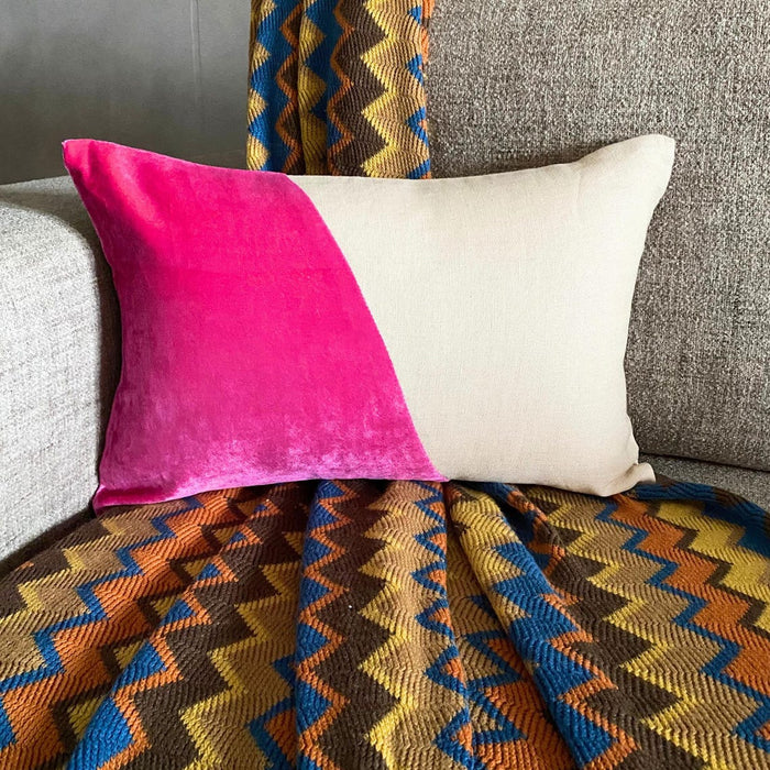Velutinous Fuchsia - Fuchsia Velvet & Linen Lumbar Pillow Cover
