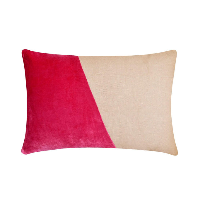 Velutinous Fuchsia - Fuchsia Velvet & Linen Lumbar Pillow Cover