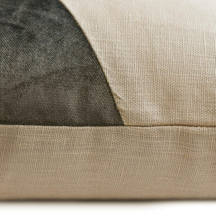 Velutinous Grey - Grey Velvet & Linen Lumbar Pillow Cover