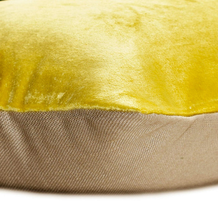 Velutinous Yellow - Yellow Velvet & Linen Lumbar Pillow Cover
