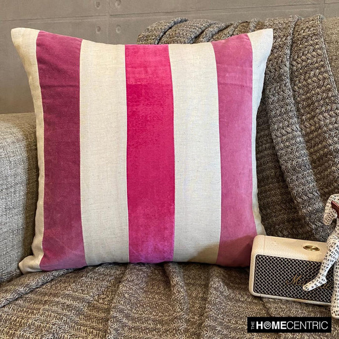 Velvet Band Pink - Pink Velvet Decorative Euro Sham