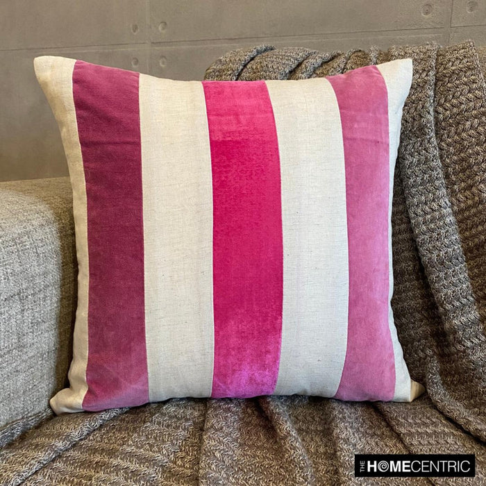 Velvet Band Pink - Pink Velvet Decorative Euro Sham