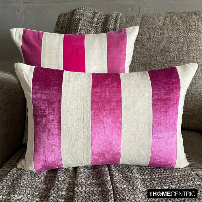 Velvet Band Pink - Pink Velvet Decorative Euro Sham