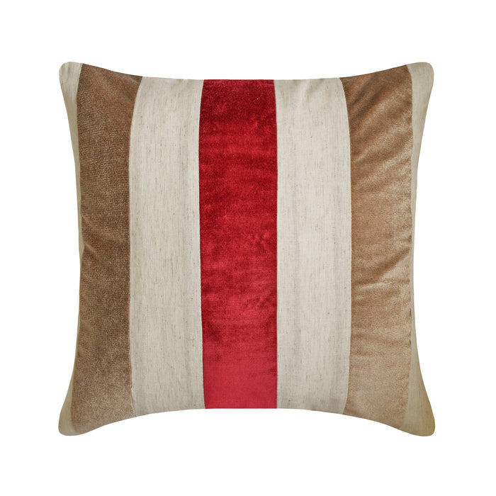 Velvet Band Red - Red Velvet & Linen Throw Pillow Cover