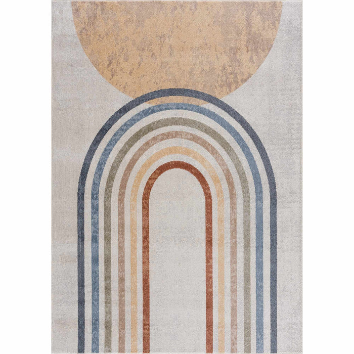Vibrant Colorful Rainbow Design Kids Room Machine Washable Rug - The Rug Decor