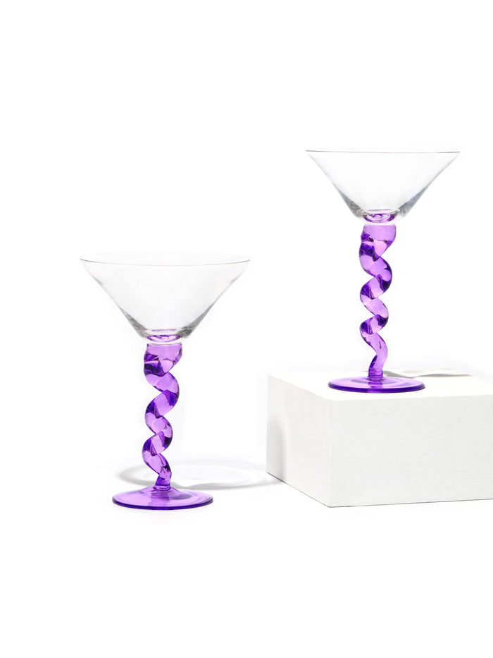 Violet Spiral Stem Martini Glass