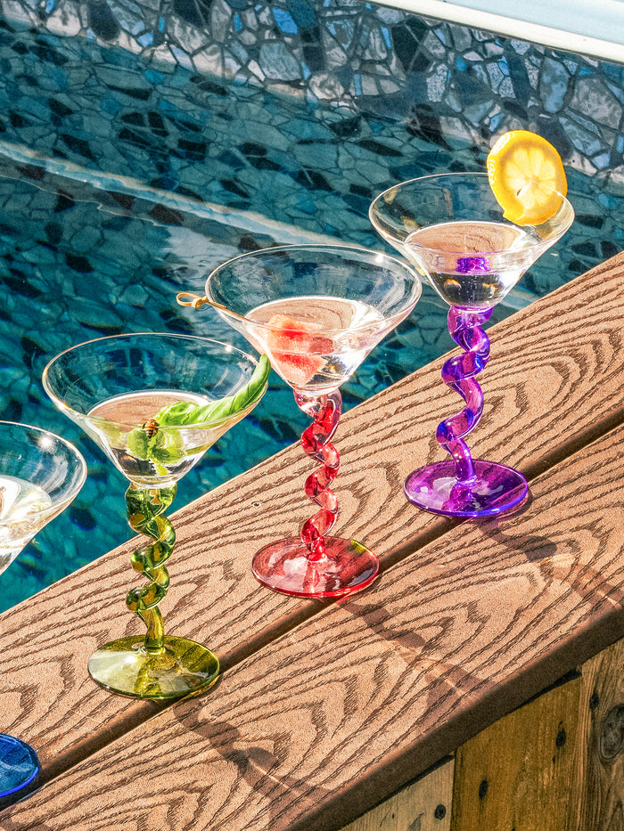 Violet Spiral Stem Martini Glass