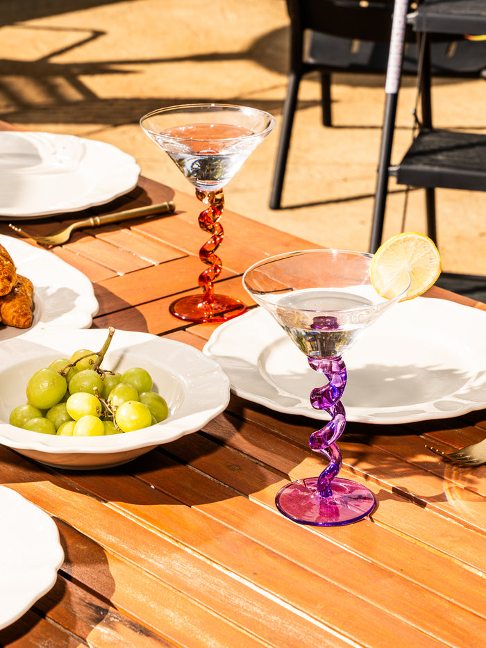 Violet Spiral Stem Martini Glass