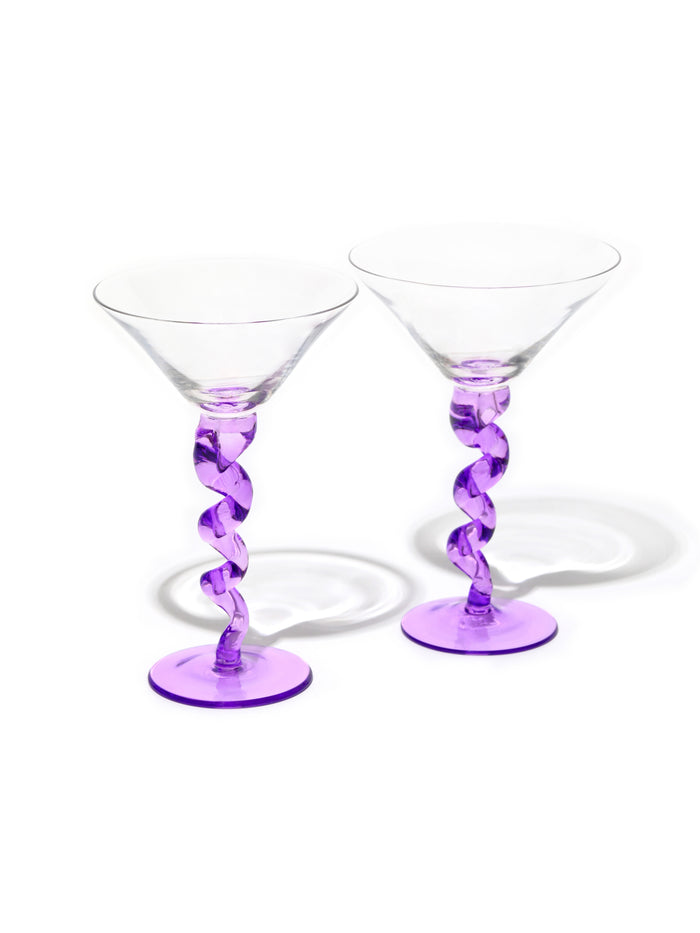 Violet Spiral Stem Martini Glass
