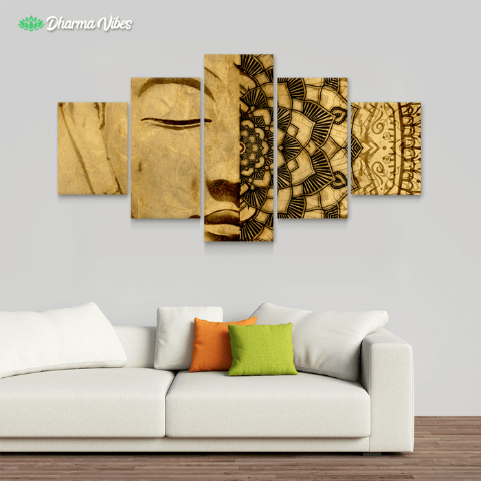 Warm Mandala Budhha by McAshe 5-Piece Canvas Art