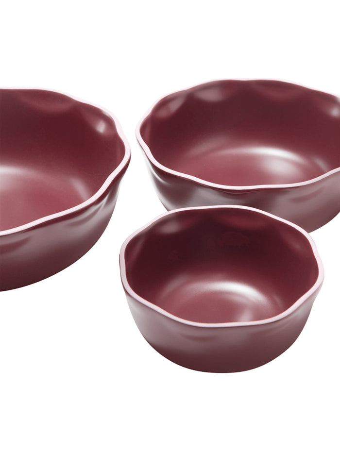 Wavy Bowls, Cherry Lacquer, Set of 3