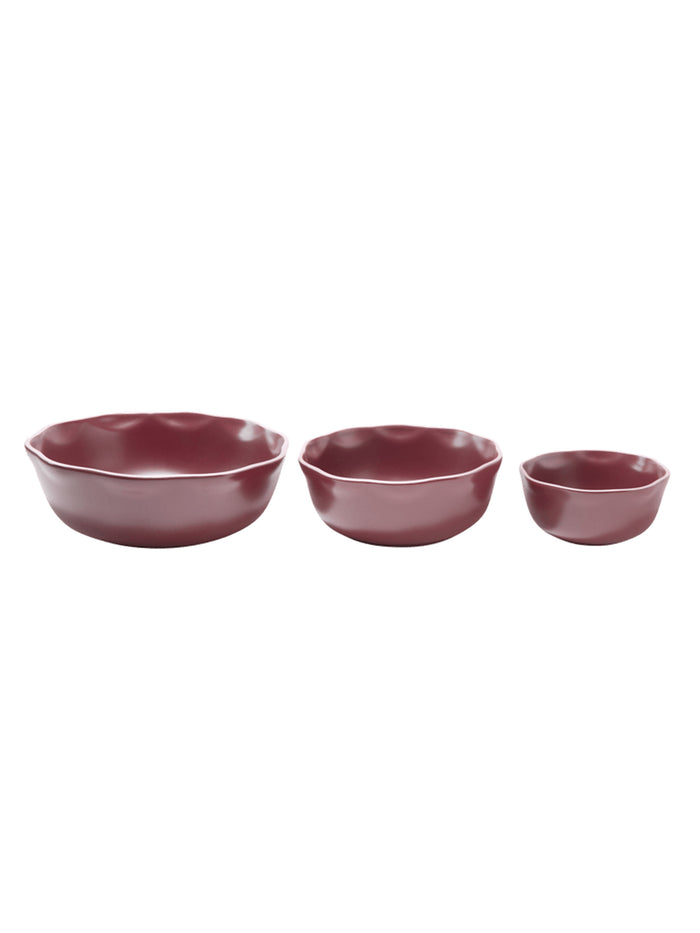 Wavy Bowls, Cherry Lacquer, Set of 3