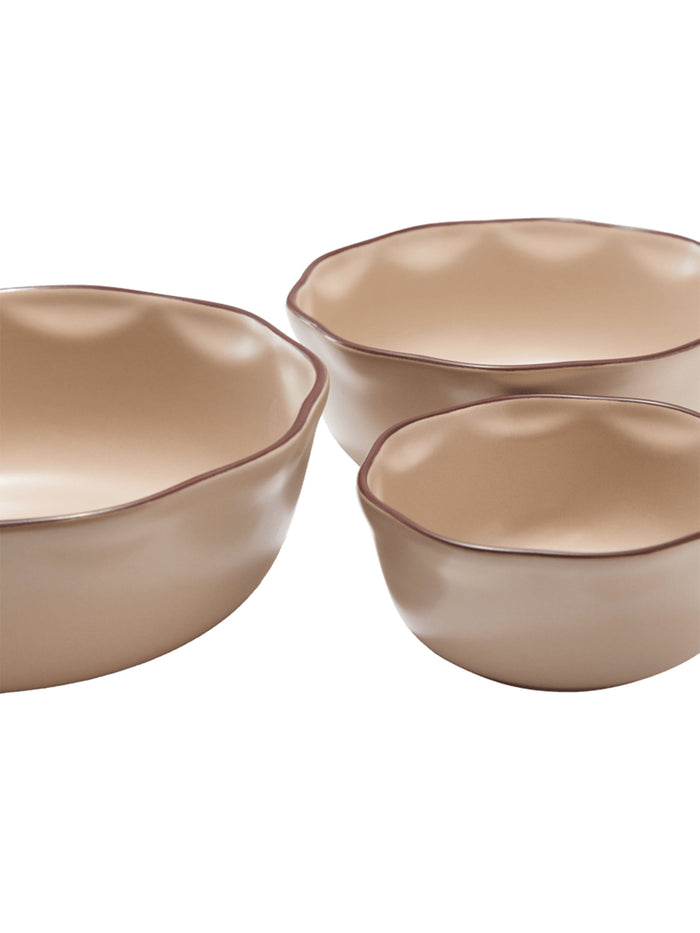 Wavy Bowls, Taupe, Set of 3