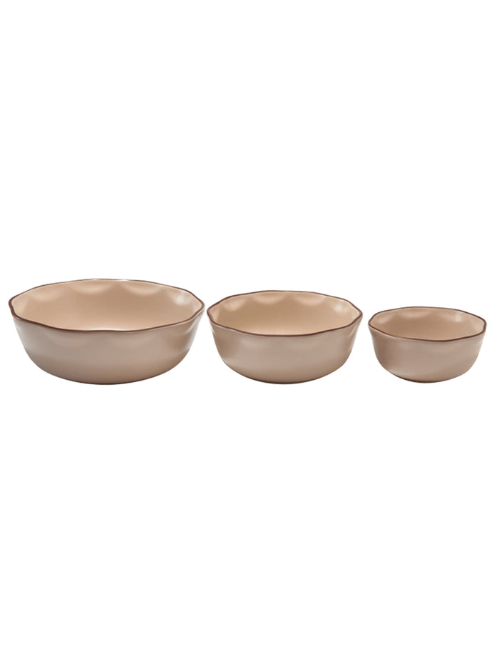 Wavy Bowls, Taupe, Set of 3