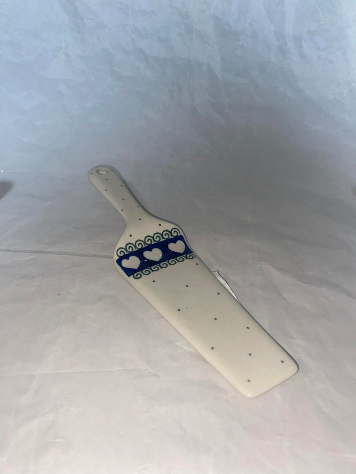 White Heart Cake Server - Pattern White Heart