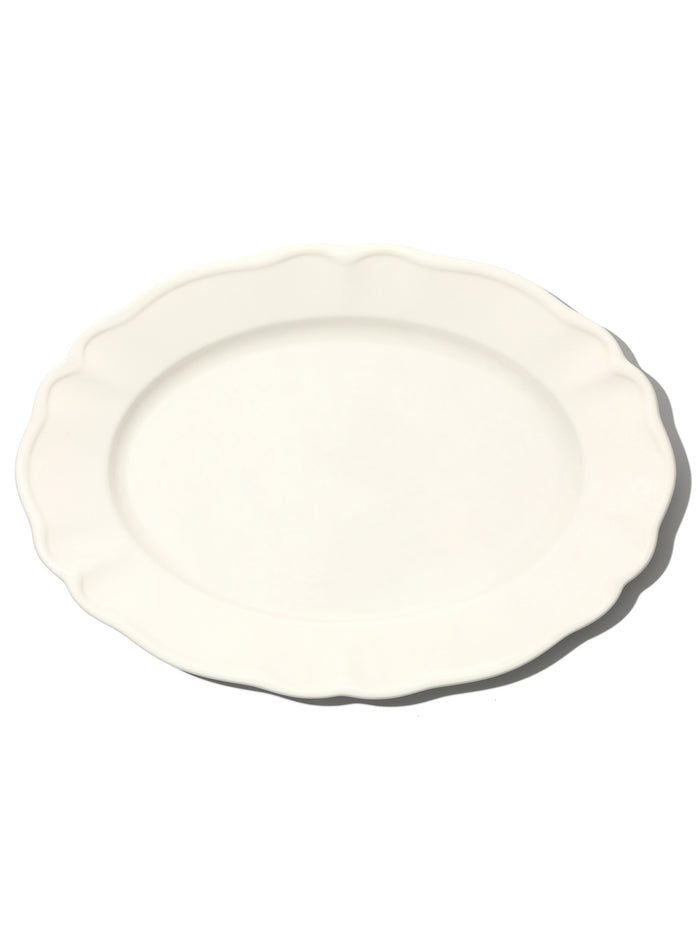 White Petal Oval Platter, 16 Inch
