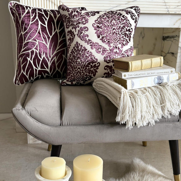 Wine Damask - Purple Velvet Decorative Euro Sham