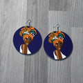 Wooden Afro Woman Earring, earring - Rufina Designs